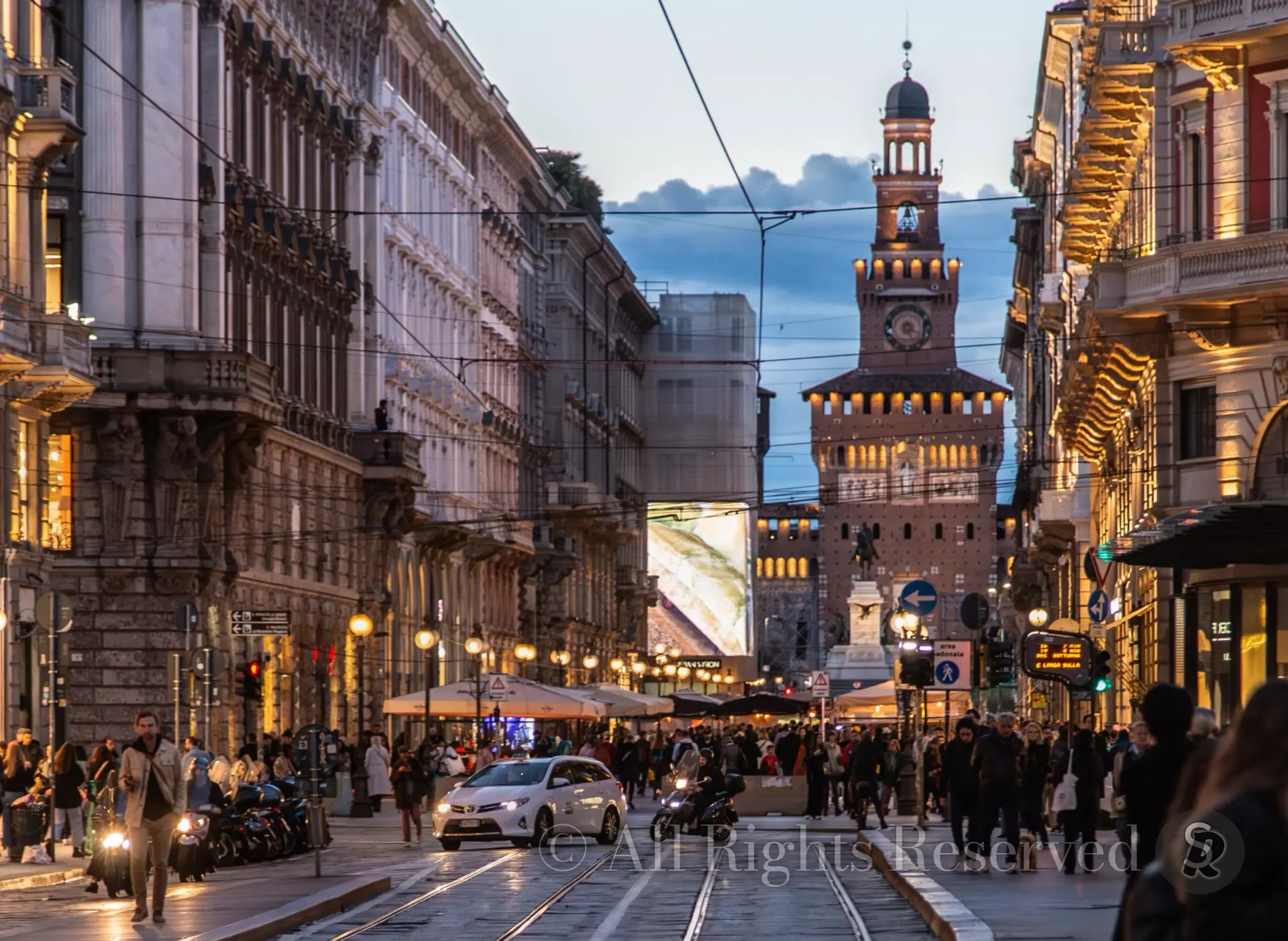Evening in Milan, Italy