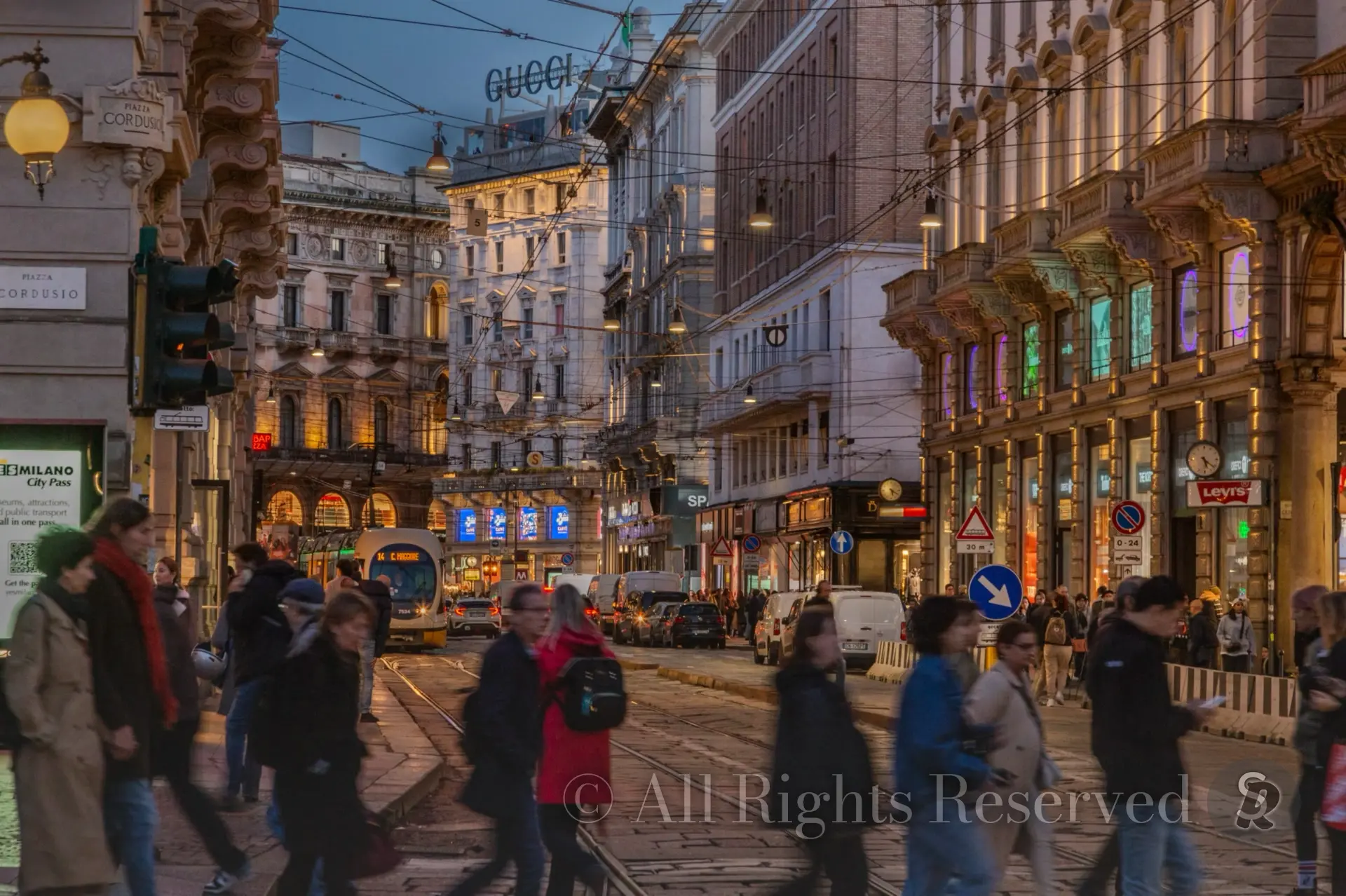 Evening in Milan, Italy