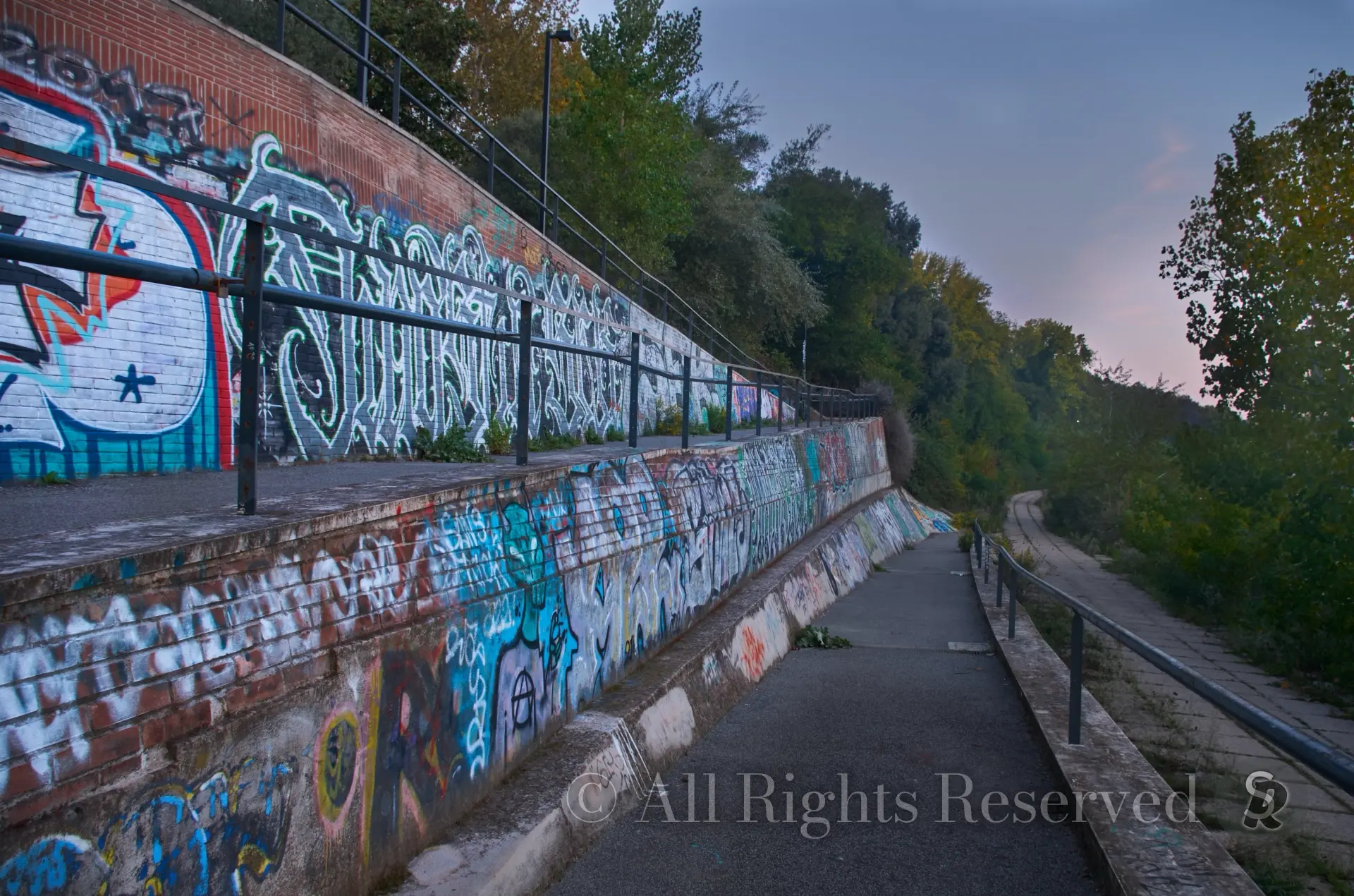 Roma Murales sotto il Ponte della Musica Armando Trovajoli sul fiume Tevere 